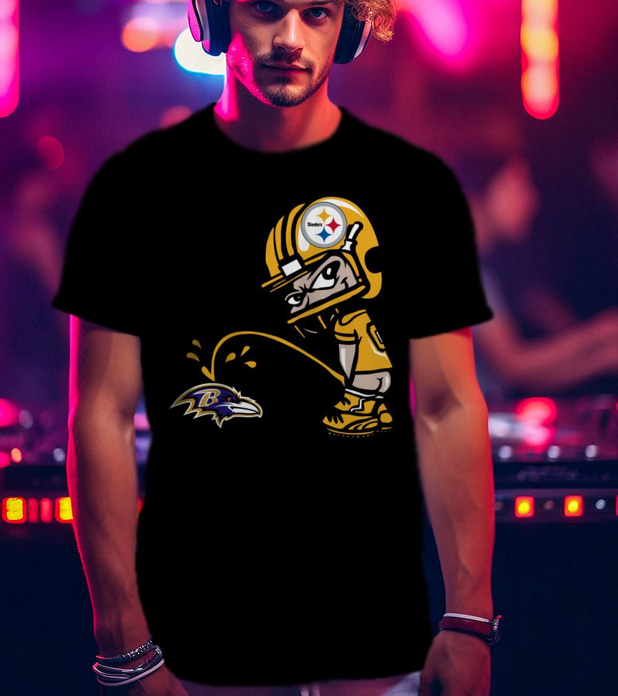 Pittsburgh Steelers Fan And Baltimore Ravens Rivalry Cartoon T-Shirt
