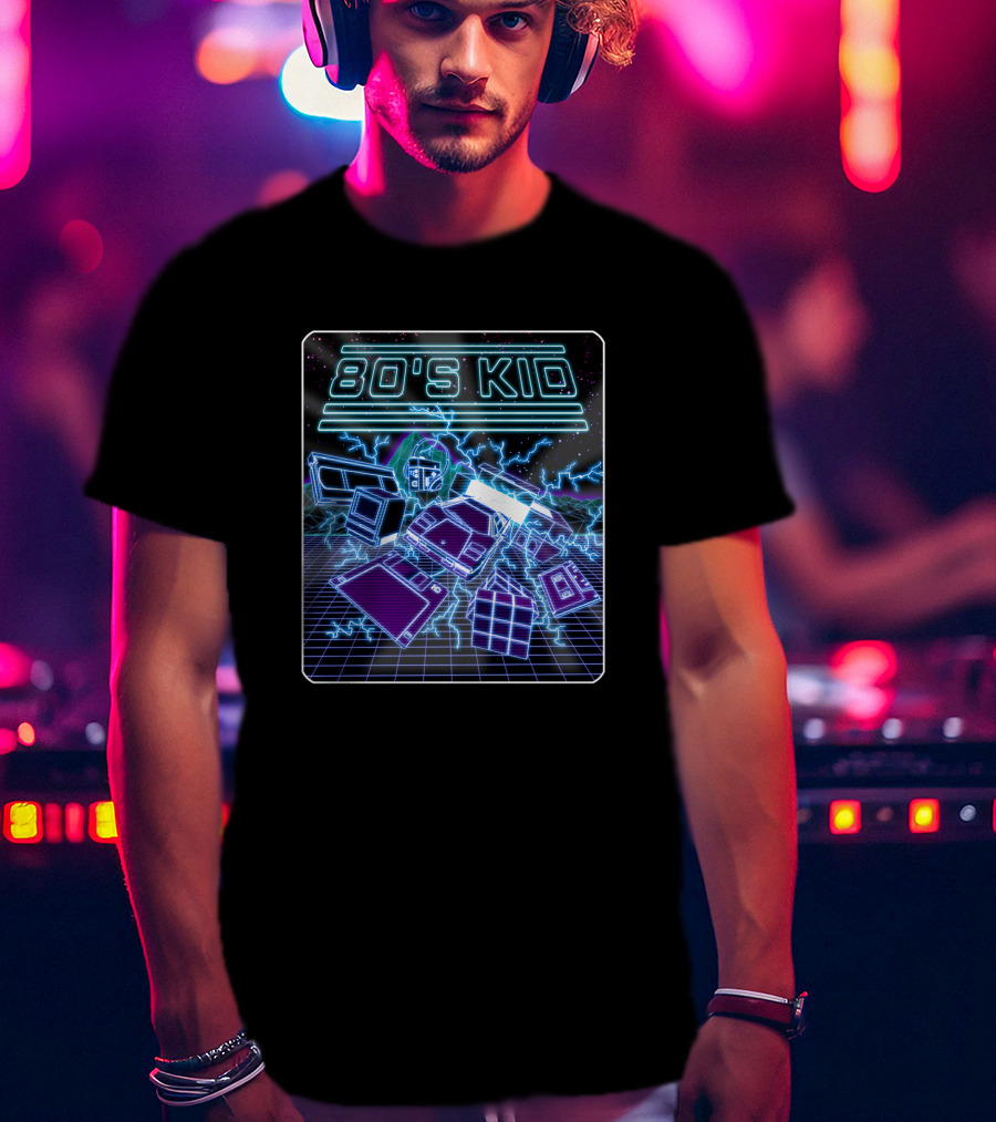 80'S Kid Retro Technology Neon Grid Nostalgia T-Shirt