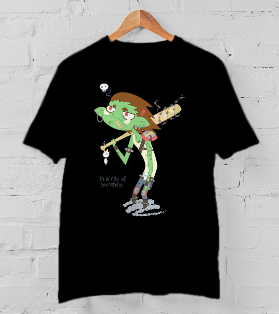 I'm A Ray Of Sunshine Happy Green Fellow Baseball Bat Cartoon Character T-Shirt