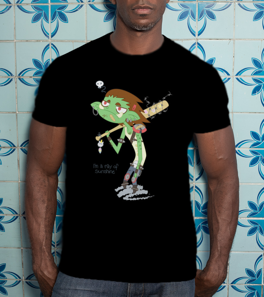 I'm A Ray Of Sunshine Happy Green Fellow Baseball Bat Cartoon Character T-Shirt