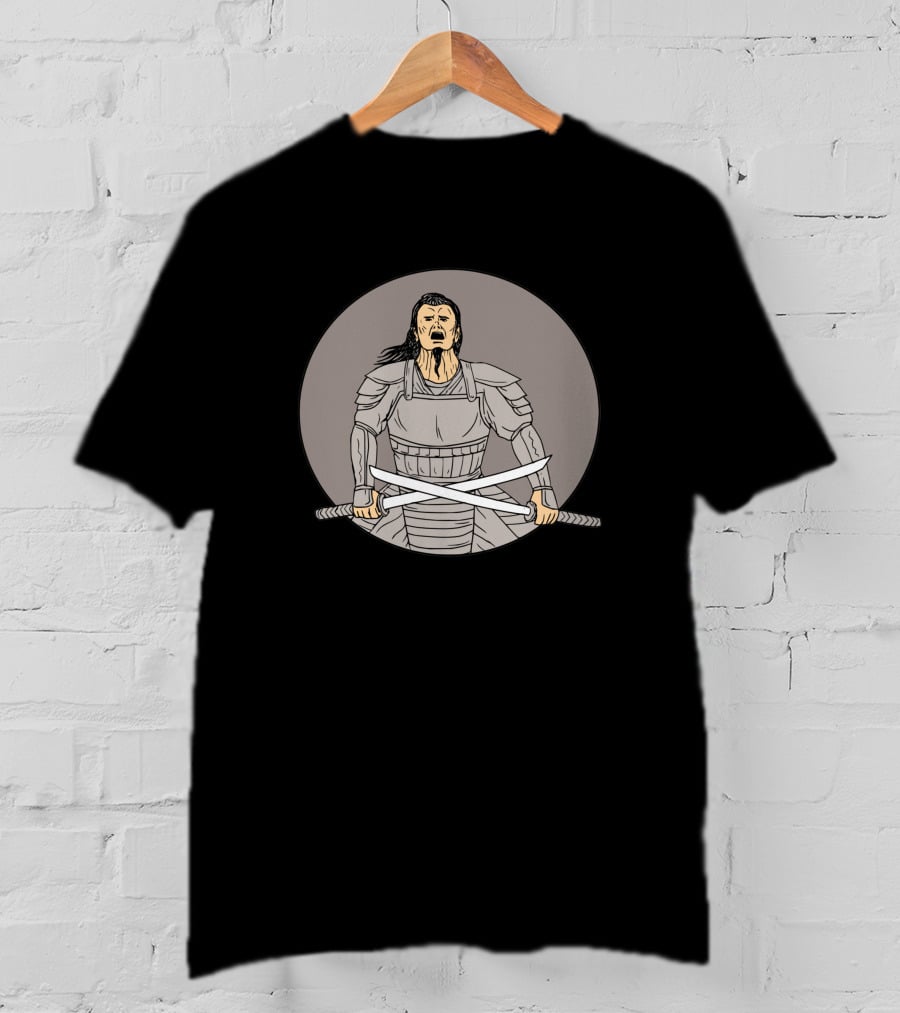 Angry Samurai Warrior Crossing Swords Oval Samurai Armour Oval T-Shirt