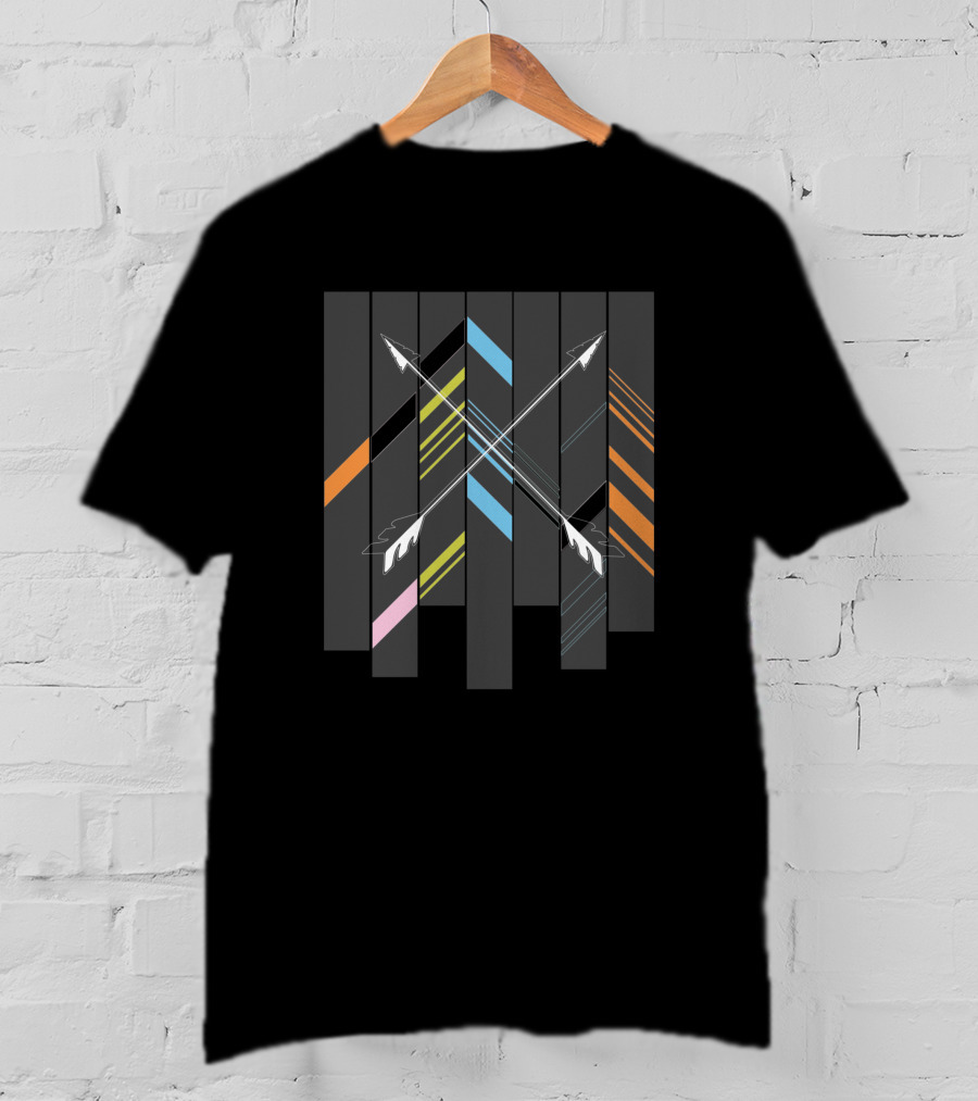Arrows Crossing Over Colorful Striped 11423 T-Shirt