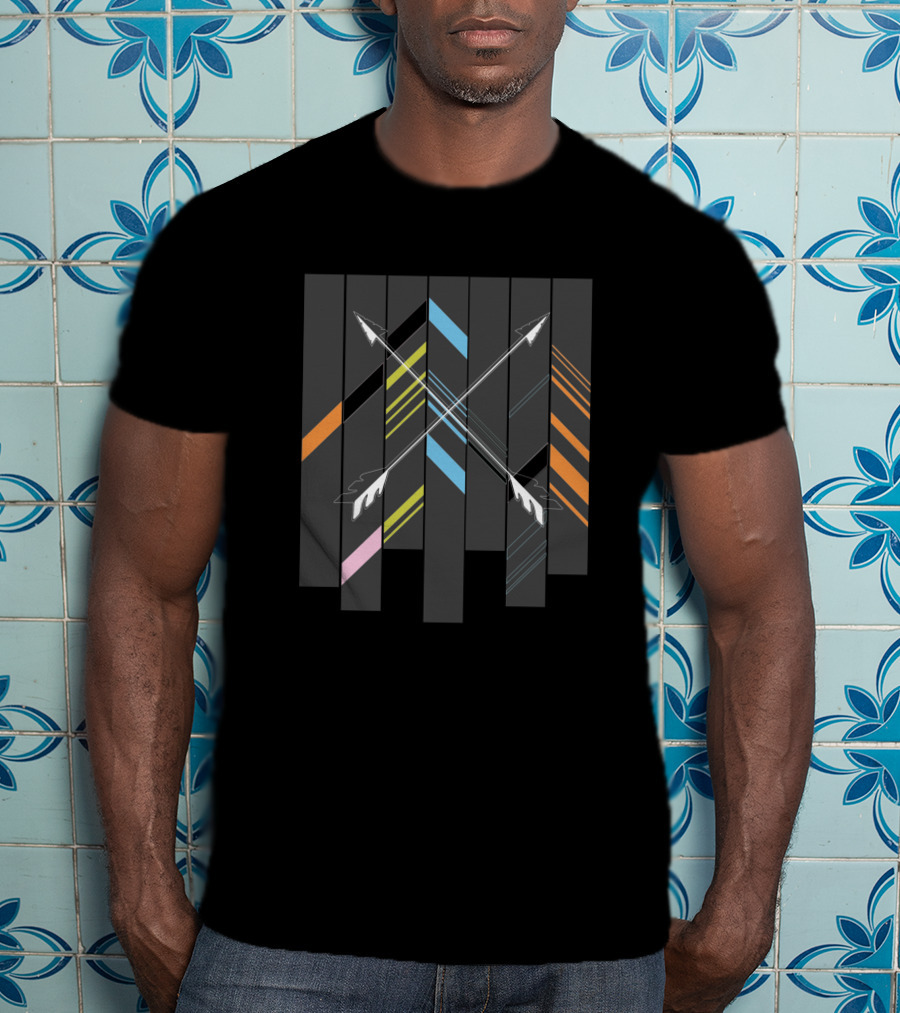 Arrows Crossing Over Colorful Striped 11423 T-Shirt