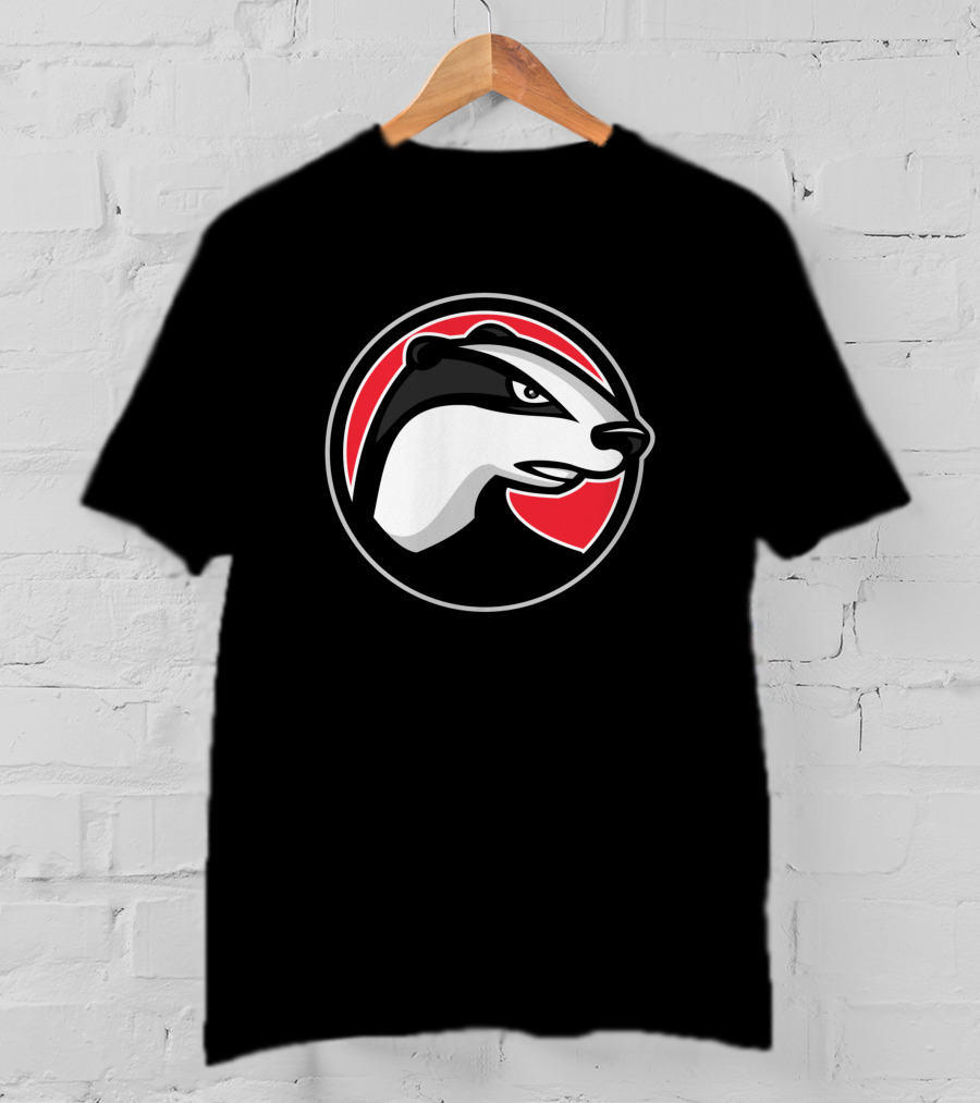 Badger Head Circle Mascot 1018637 Red And Black T-Shirt