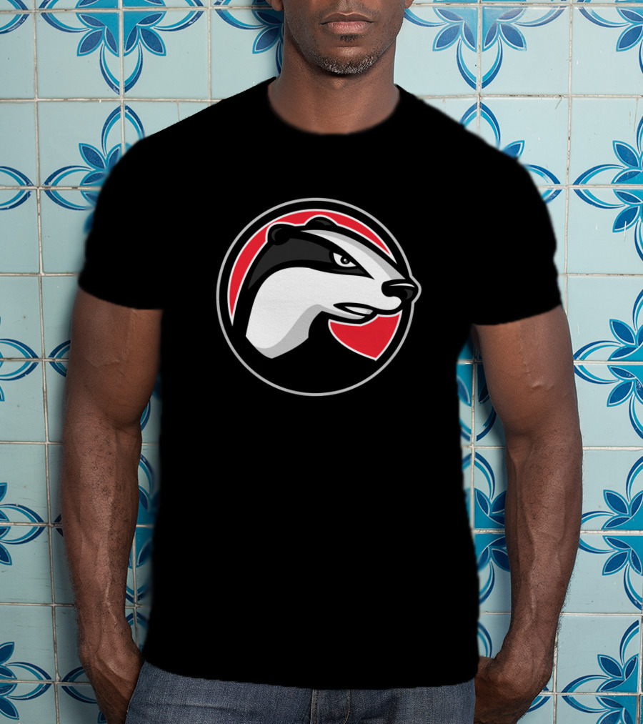 Badger Head Circle Mascot 1018637 Red And Black T-Shirt