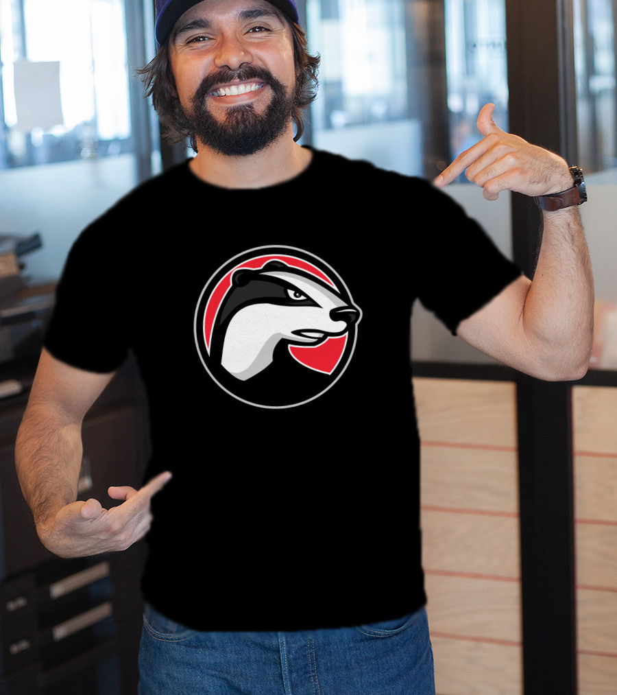 Badger Head Circle Mascot 1018637 Red And Black T-Shirt