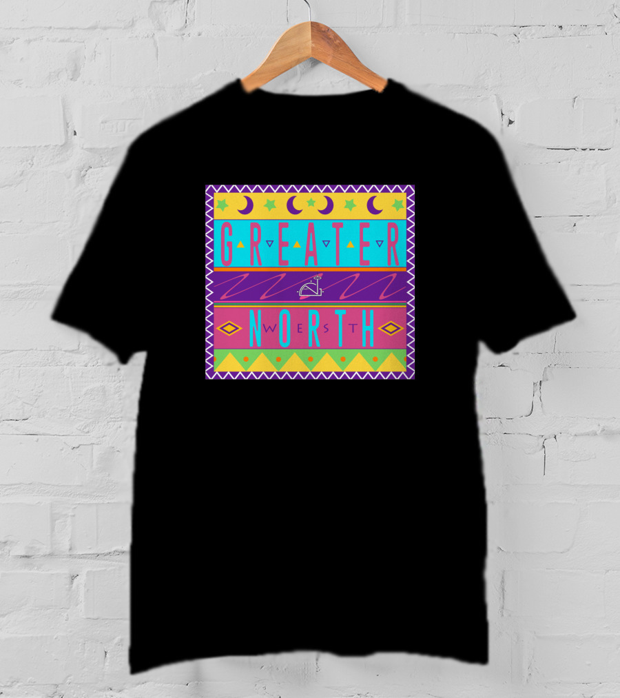 GREATER NORTH 90S Nostalgia Moon Stars Triangles Retro Vibes T-Shirt