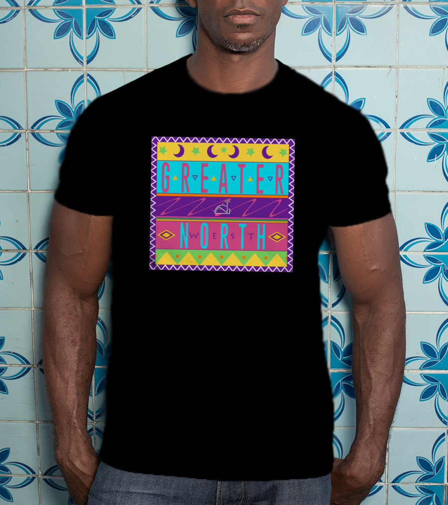 GREATER NORTH 90S Nostalgia Moon Stars Triangles Retro Vibes T-Shirt