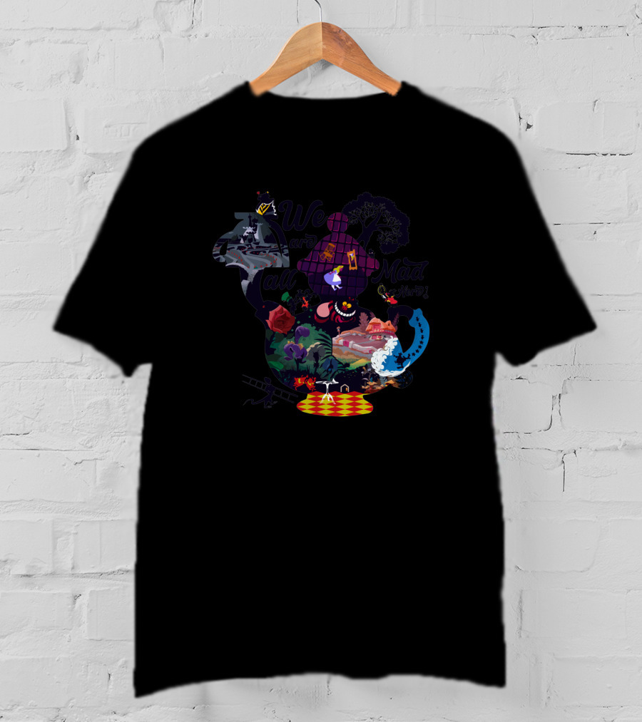Alice Wonderland We Are All Mad Here Cheshire Cat Adventure T-Shirt