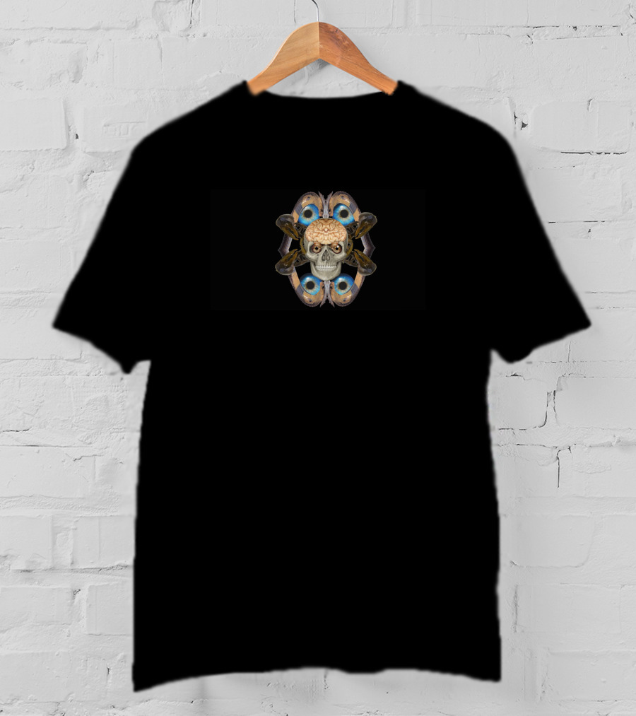 Altered State Skull With Brain And Butterfly Wings T-Shirt