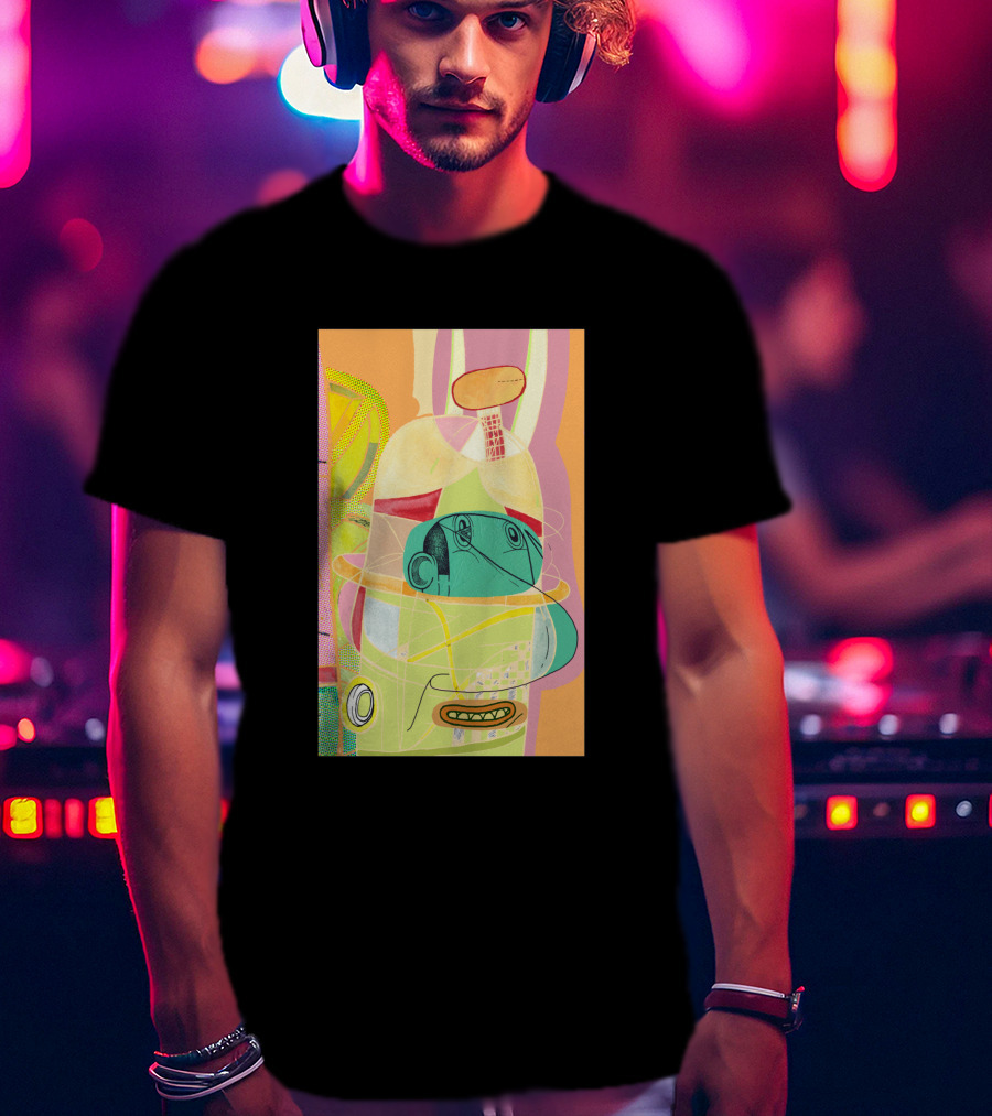 Another Fellow 37074 Abstract Geometric Face T-Shirt