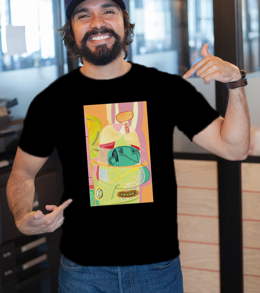 Another Fellow 37074 Abstract Geometric Face T-Shirt