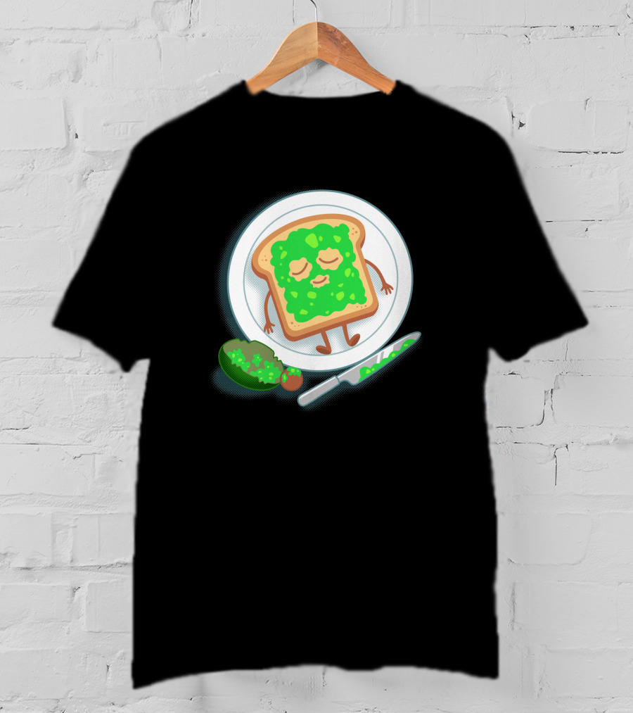 Avospado Toast Character With Avocado And Knife On Plate T-Shirt