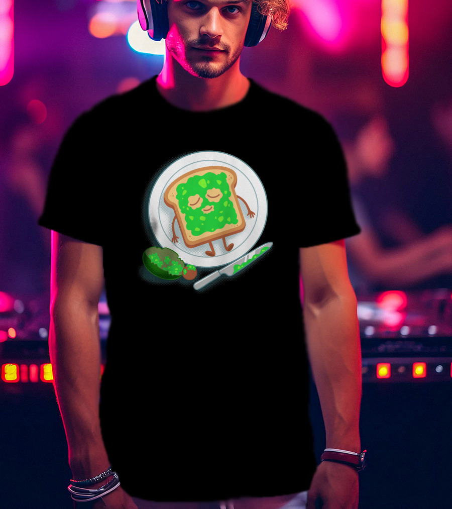 Avospado Toast Character With Avocado And Knife On Plate T-Shirt