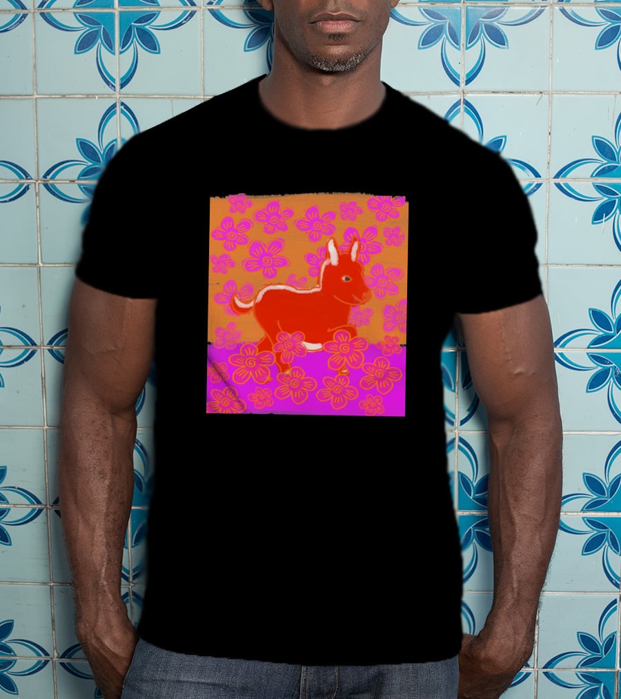 Baby Donkey In A Field Of Bright Pink Orange Flowers 1170477 T-Shirt