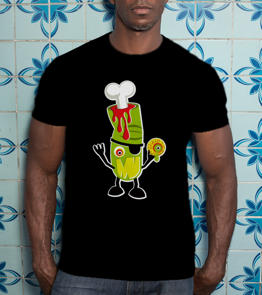 Bad Touch 29565 Zombie Pirate Monster With Bone And Eyeball T-Shirt