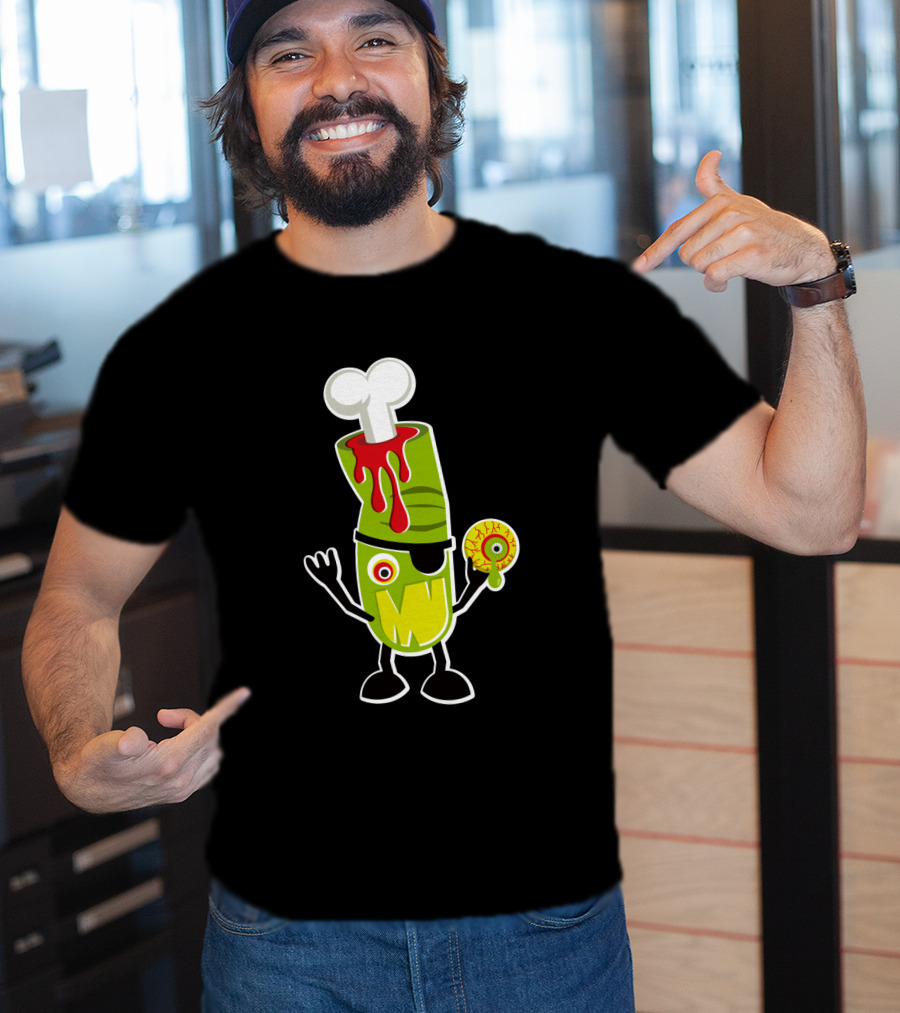Bad Touch 29565 Zombie Pirate Monster With Bone And Eyeball T-Shirt