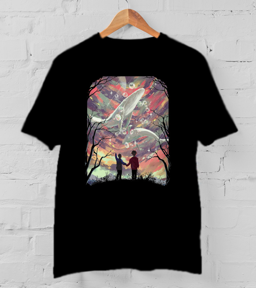 Balyena 658635 Cosmic Whales And Children Under A Starry Sky T-Shirt