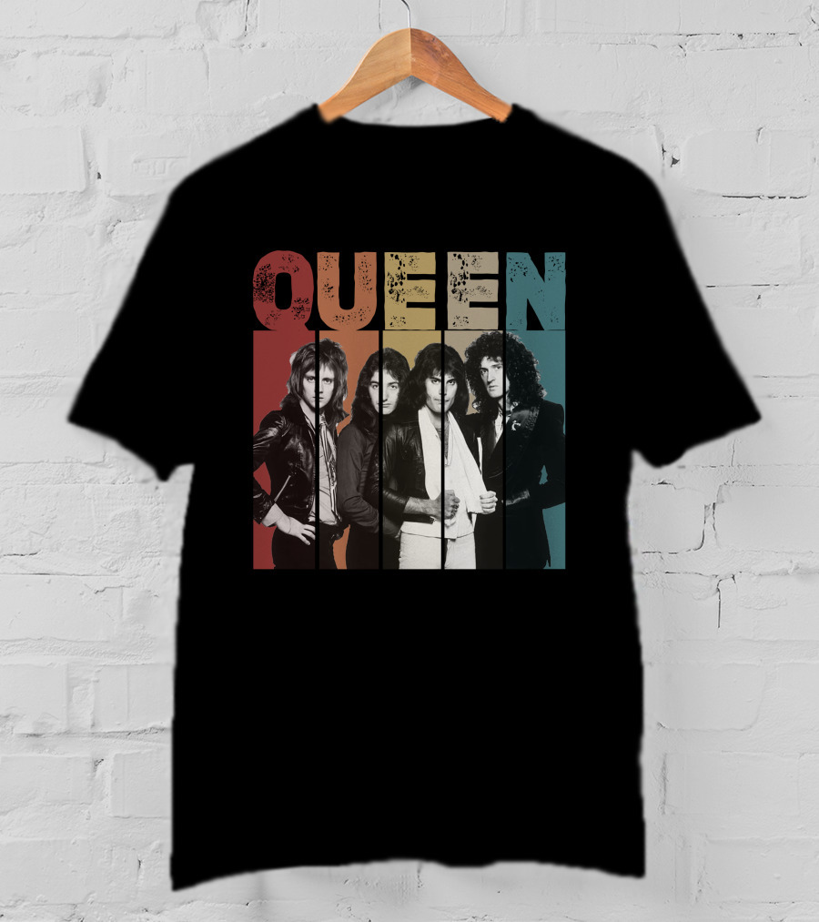 QUEEN Vintage Band Portrait Stripes T-Shirt