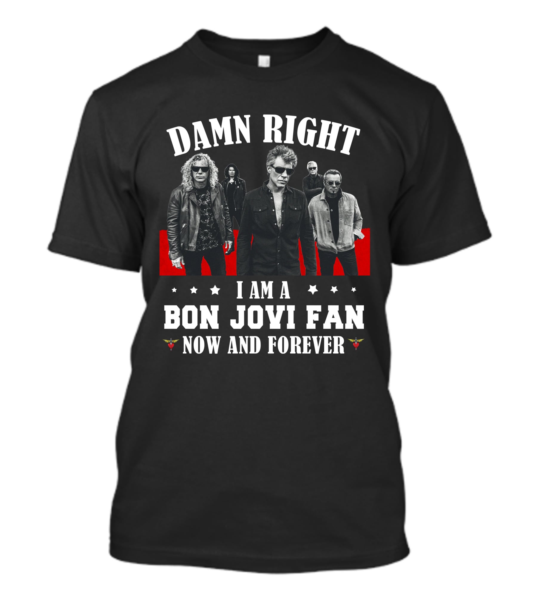 Bon Jovi Band Style BJV 47 Red And Black Ensemble T-Shirt