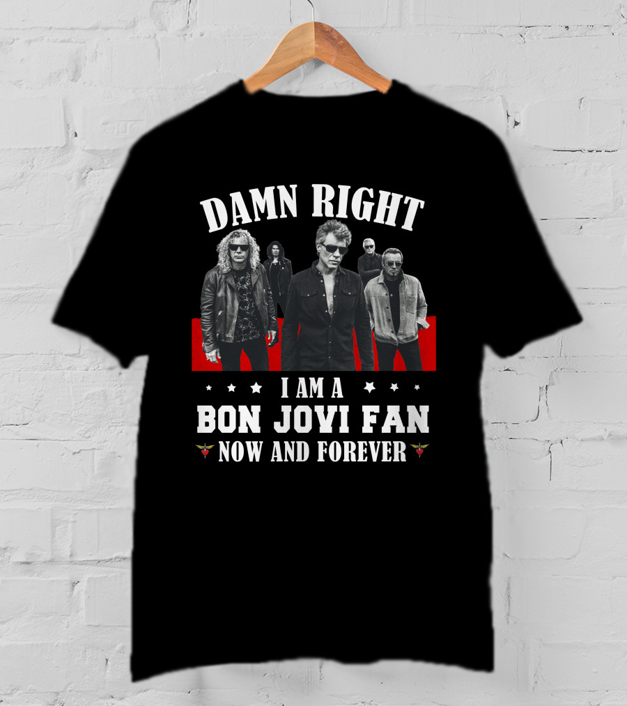 Bon Jovi Band Style BJV 47 Red And Black Ensemble T-Shirt