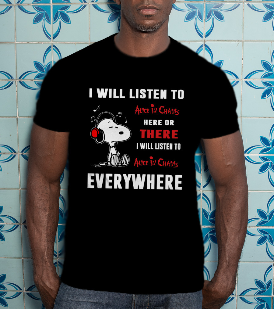 Alice In Chains There Snoopy Headphones T-Shirt