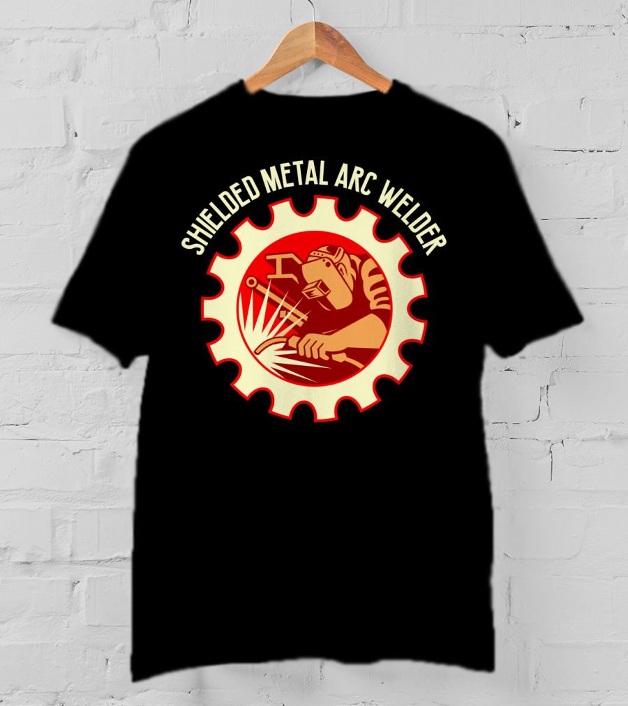 Shielded Metal Arc Welder Graphic With Welding Icon In Industrial Gear T-Shirt