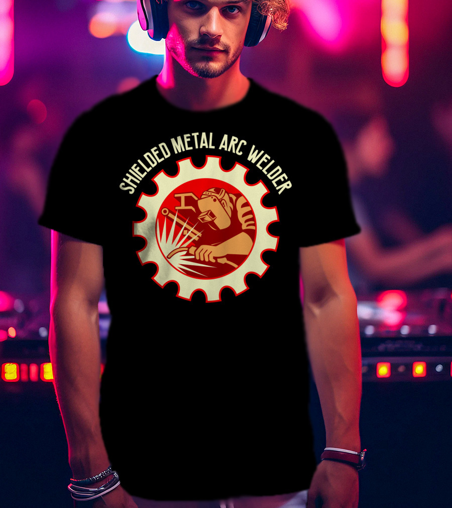 Shielded Metal Arc Welder Graphic With Welding Icon In Industrial Gear T-Shirt