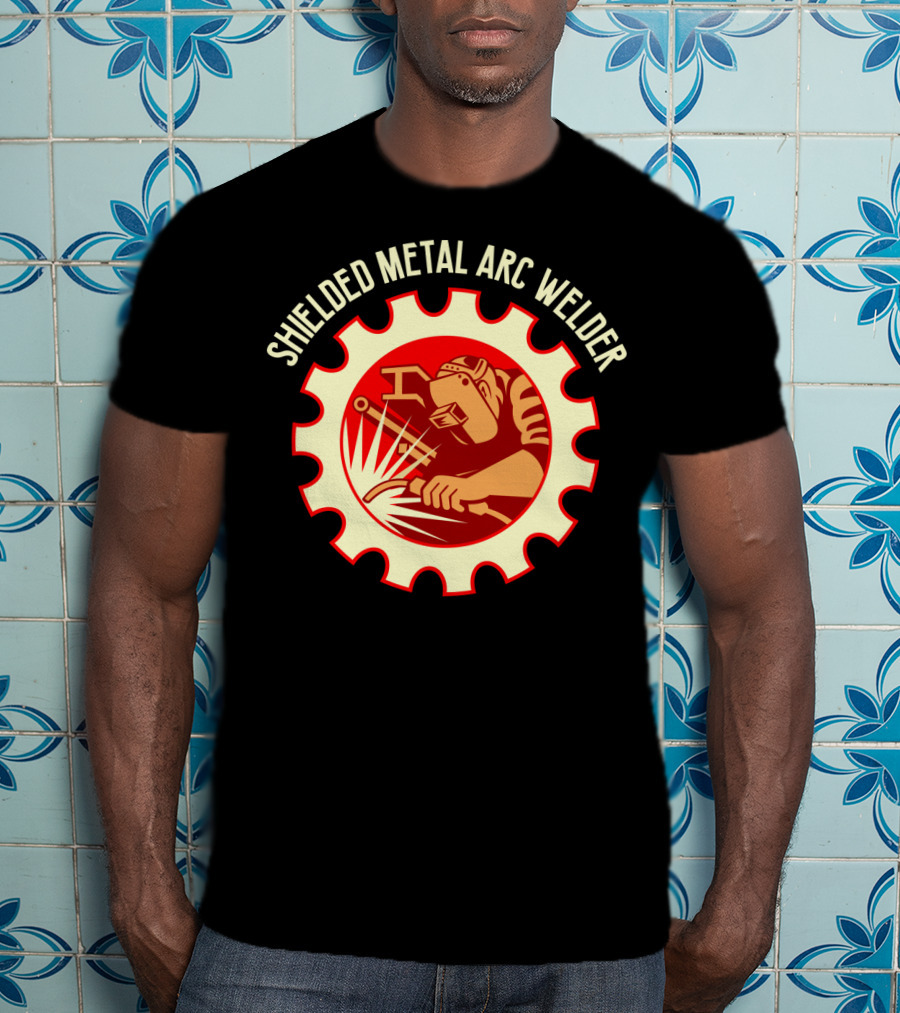 Shielded Metal Arc Welder Graphic With Welding Icon In Industrial Gear T-Shirt