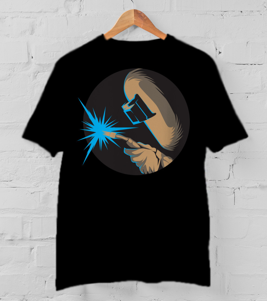 Metal Arc Welder Spark With Helmet And Glove Welding Engineer T-Shirt