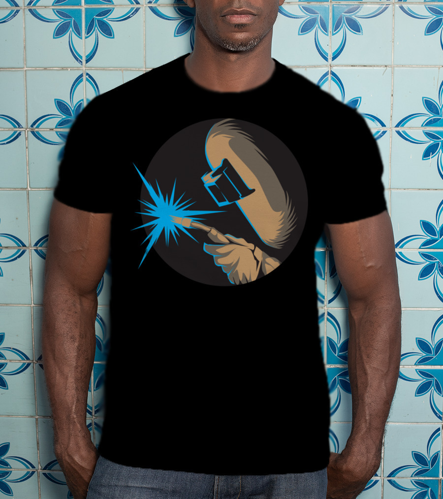 Metal Arc Welder Spark With Helmet And Glove Welding Engineer T-Shirt