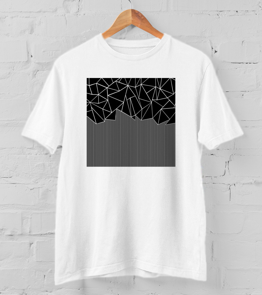 Ab Lines Down Black Geometric Abstract T-Shirt