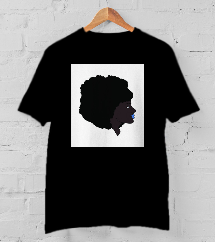 Afro Girl Silhouette With Blue Lips 751942 T-Shirt
