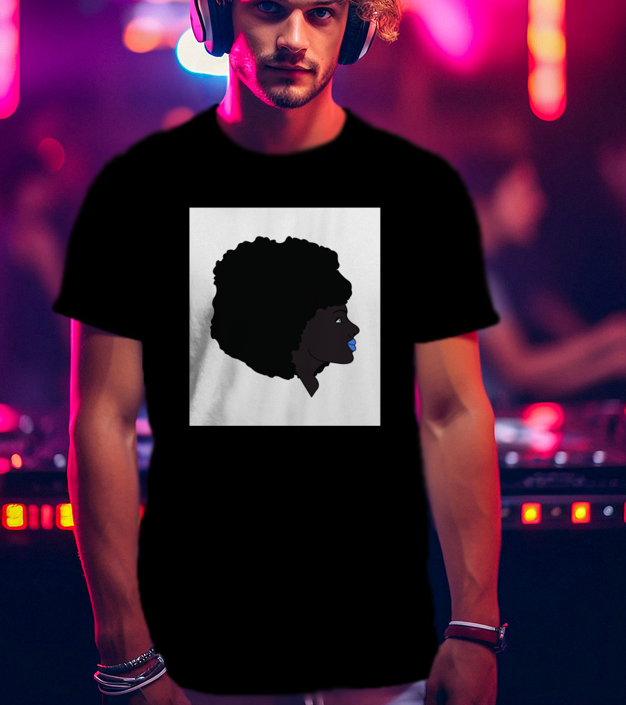 Afro Girl Silhouette With Blue Lips 751942 T-Shirt