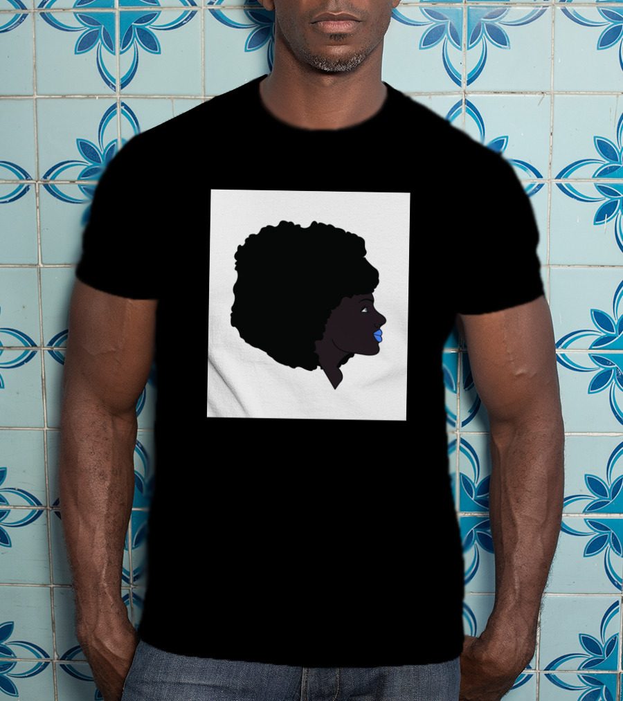Afro Girl Silhouette With Blue Lips 751942 T-Shirt
