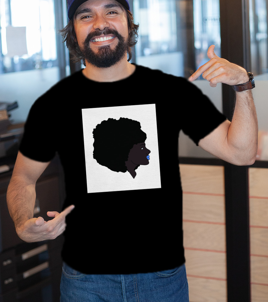 Afro Girl Silhouette With Blue Lips 751942 T-Shirt
