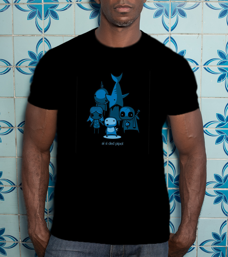 Ai Si Ded Pipol Cute Monster Characters T-Shirt
