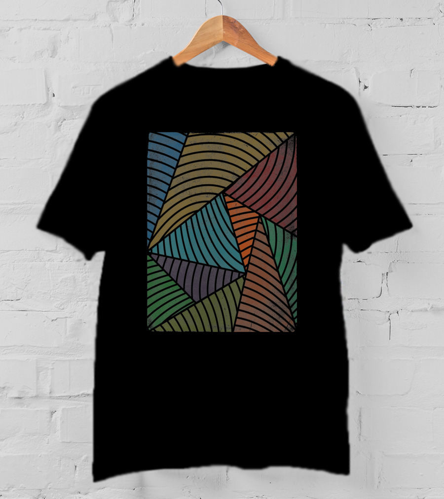 Algorithm 386 Geometric Abstract Multi-Color T-Shirt