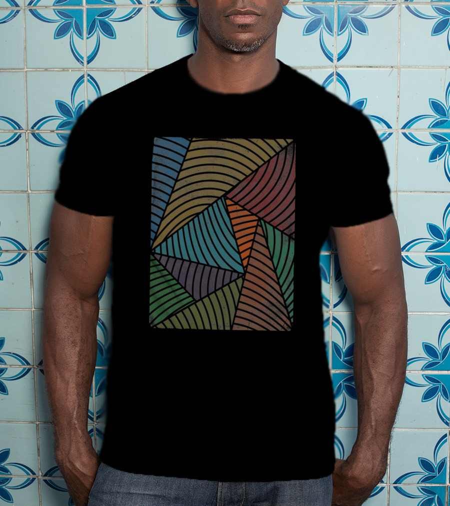 Algorithm 386 Geometric Abstract Multi-Color T-Shirt