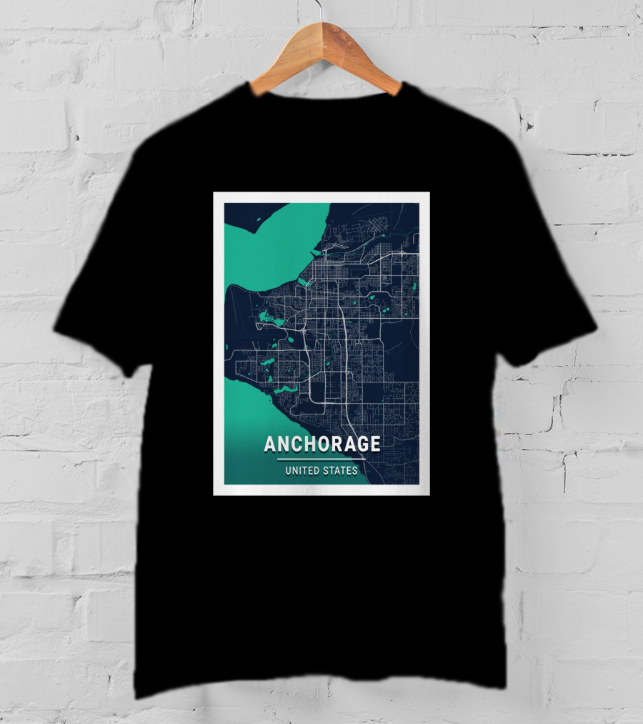 Anchorage United States Blue Dark City Map T-Shirt