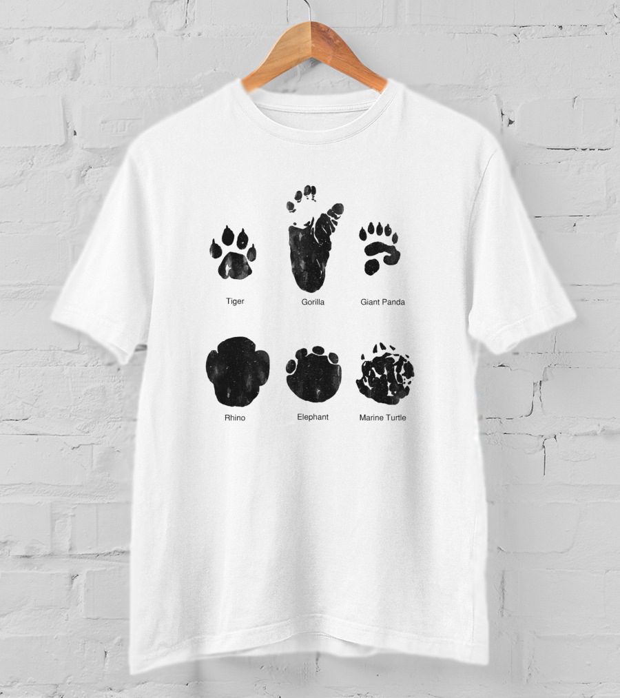 Tiger Goat Giant Panda Rhino Elephant Marine Turtle Animal Tracks 6456 T-Shirt
