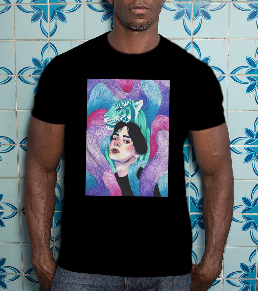 Aura 916131 Psychedelic Tiger And Portrait Fusion T-Shirt