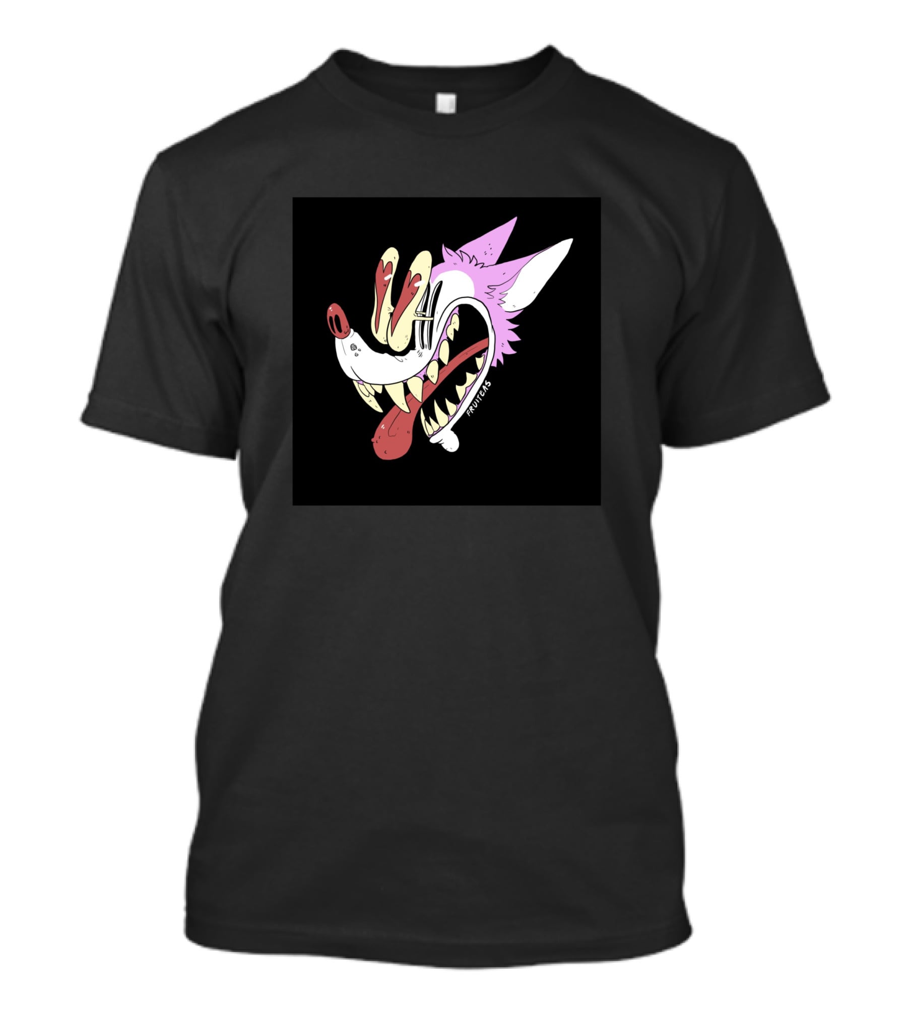 Awooga 10350 Cartoon Wolf Head With Glitchy Yellow And Red Eyes T-Shirt
