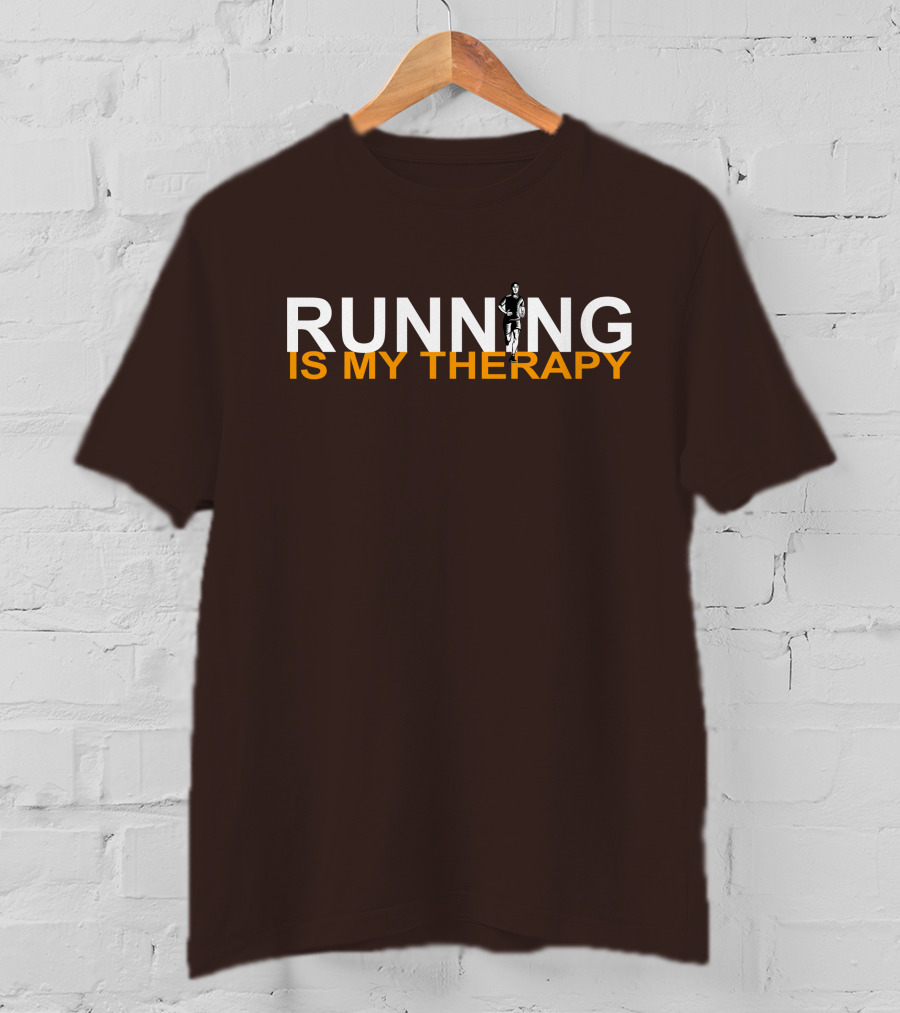 RUNNING IS MY THERAPY Jogger Icon In Letter N T-Shirt