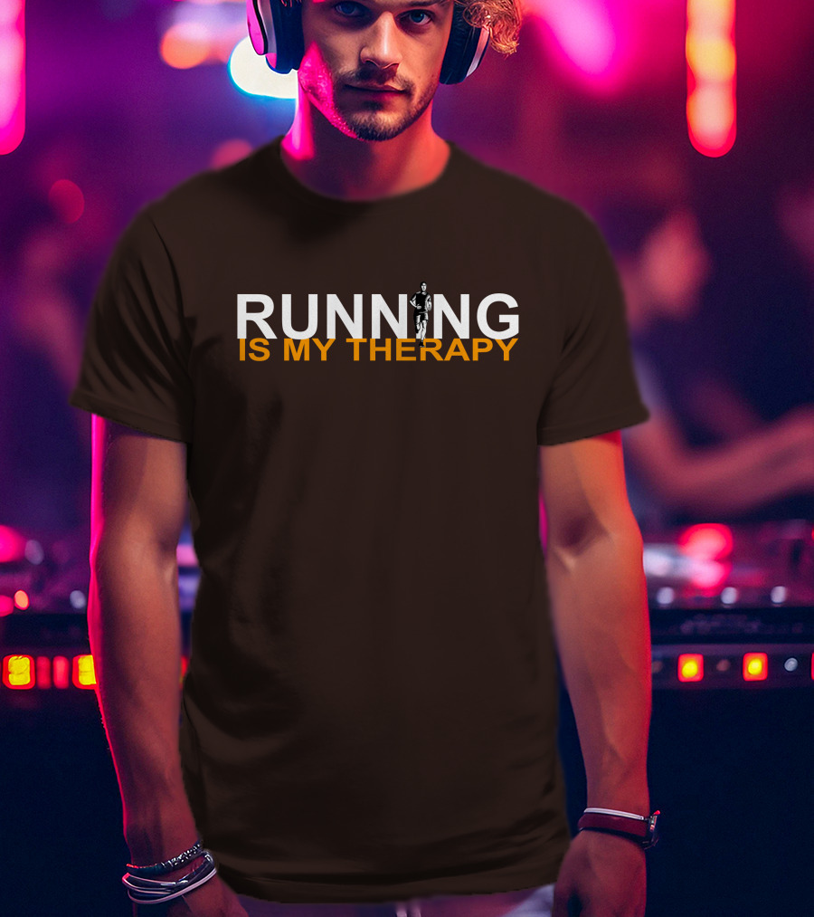 RUNNING IS MY THERAPY Jogger Icon In Letter N T-Shirt