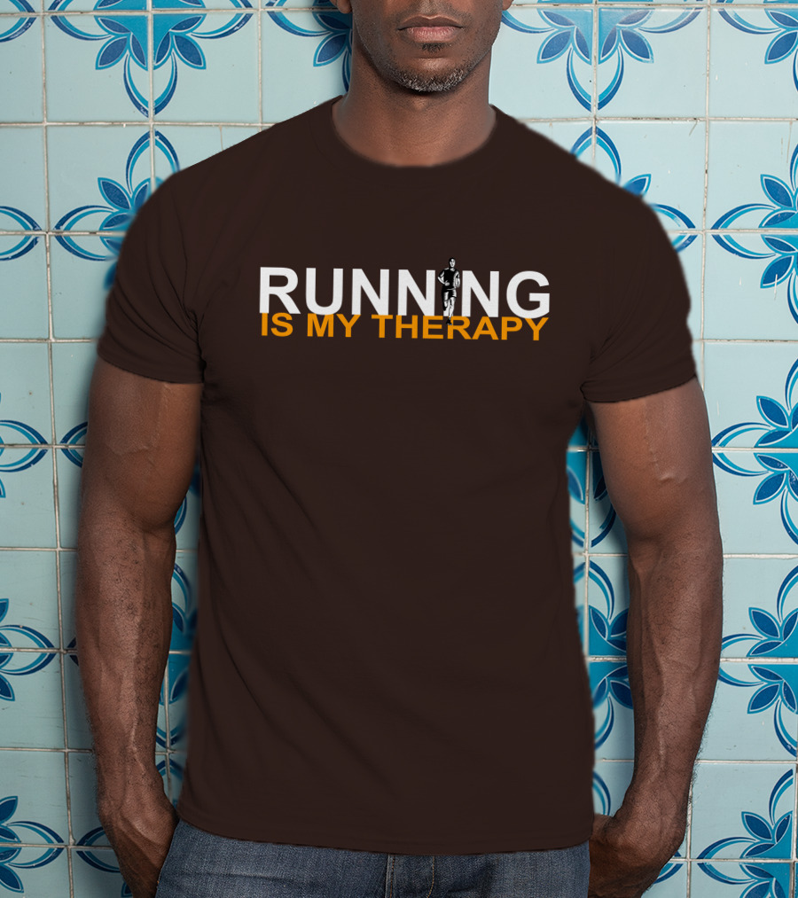 RUNNING IS MY THERAPY Jogger Icon In Letter N T-Shirt