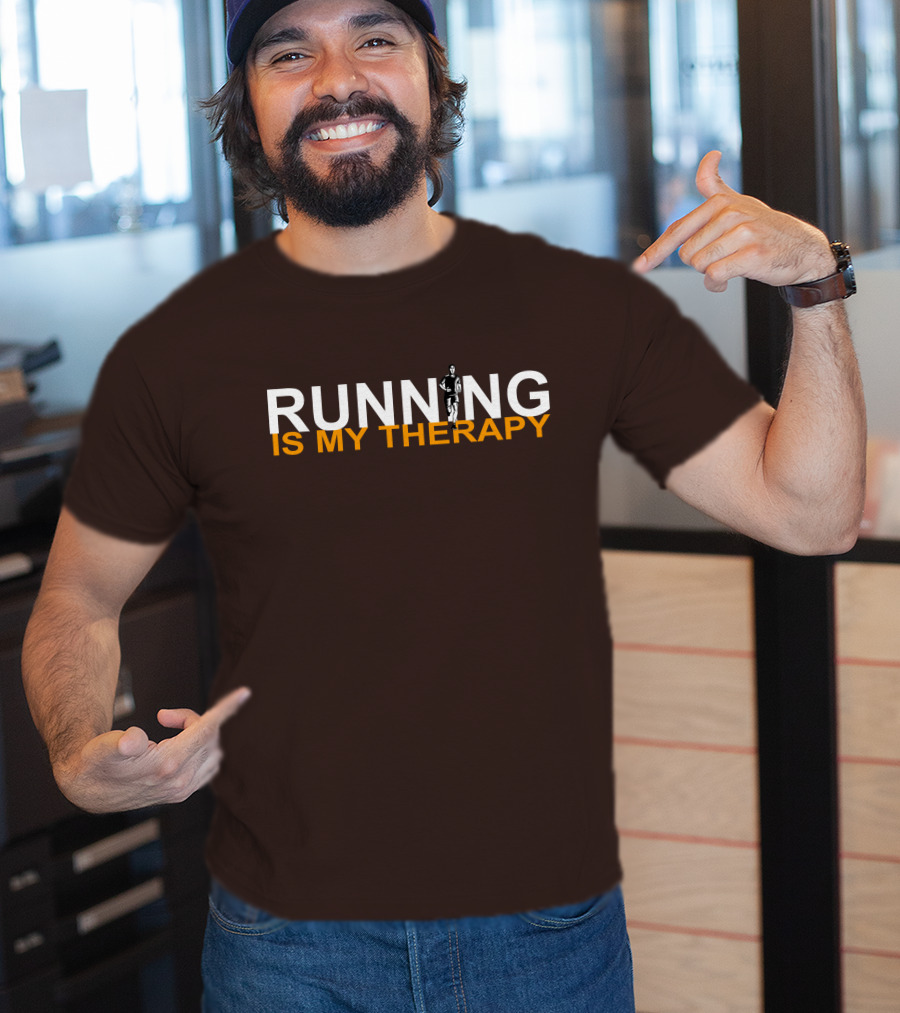 RUNNING IS MY THERAPY Jogger Icon In Letter N T-Shirt