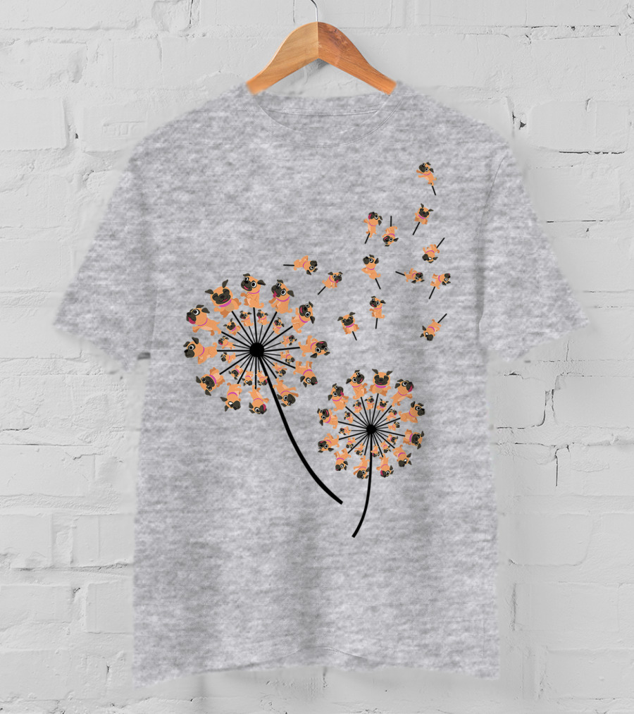 Pug Blossoms In Dandelion Puff Transformation T-Shirt