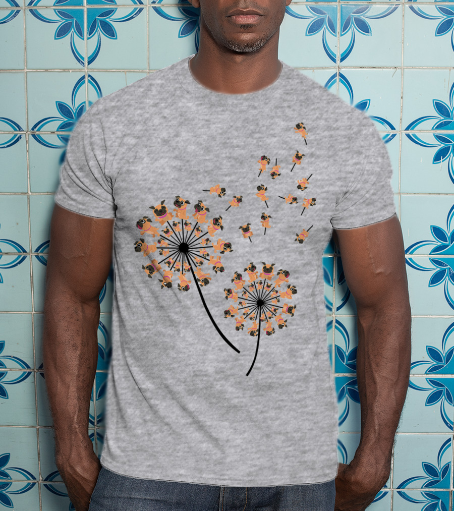 Pug Blossoms In Dandelion Puff Transformation T-Shirt