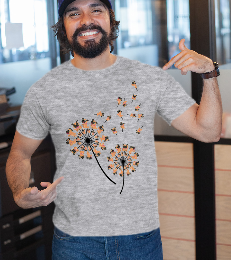 Pug Blossoms In Dandelion Puff Transformation T-Shirt